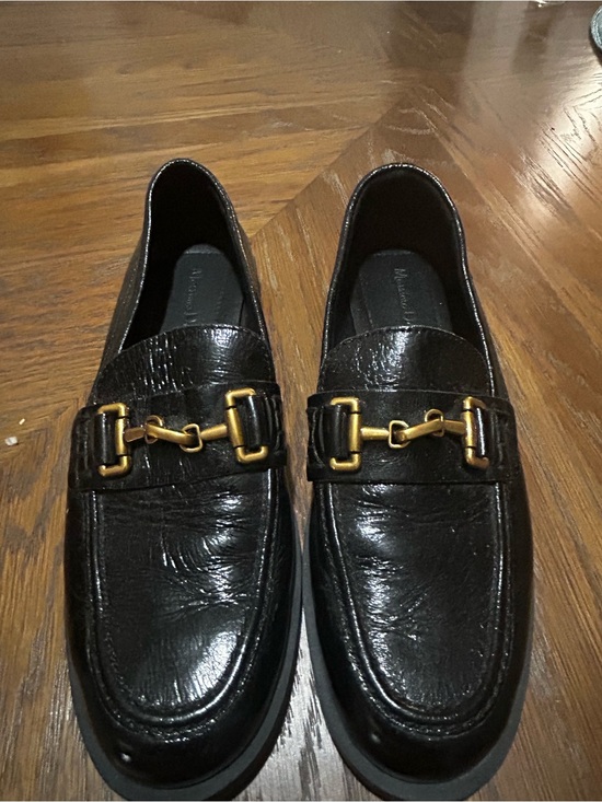 Black Leather Horsebit Loafers by Massimo Dutti main image 6